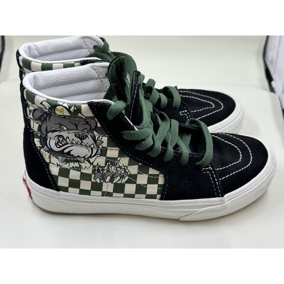 "Vans" Kids Green/White CHECKERBOARD BULLDOG High Top Sneakers Size 4.5,Skater - Picture 3 of 11